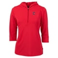 thumbnail image 2 of Women's Cutter & Buck Red Cleveland Guardians  DryTec Virtue Eco Pique Recycled 3/4-Sleeve Half-Zip Pullover Hoodie, 2 of 3