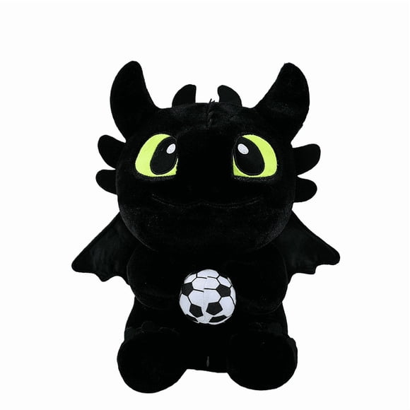 How to Train Your Dragon Toothless Plush Toy, 11.8 Inch Black Night Fury Dragon Stuffed Animal with Soccer Ball, Collectible Gift