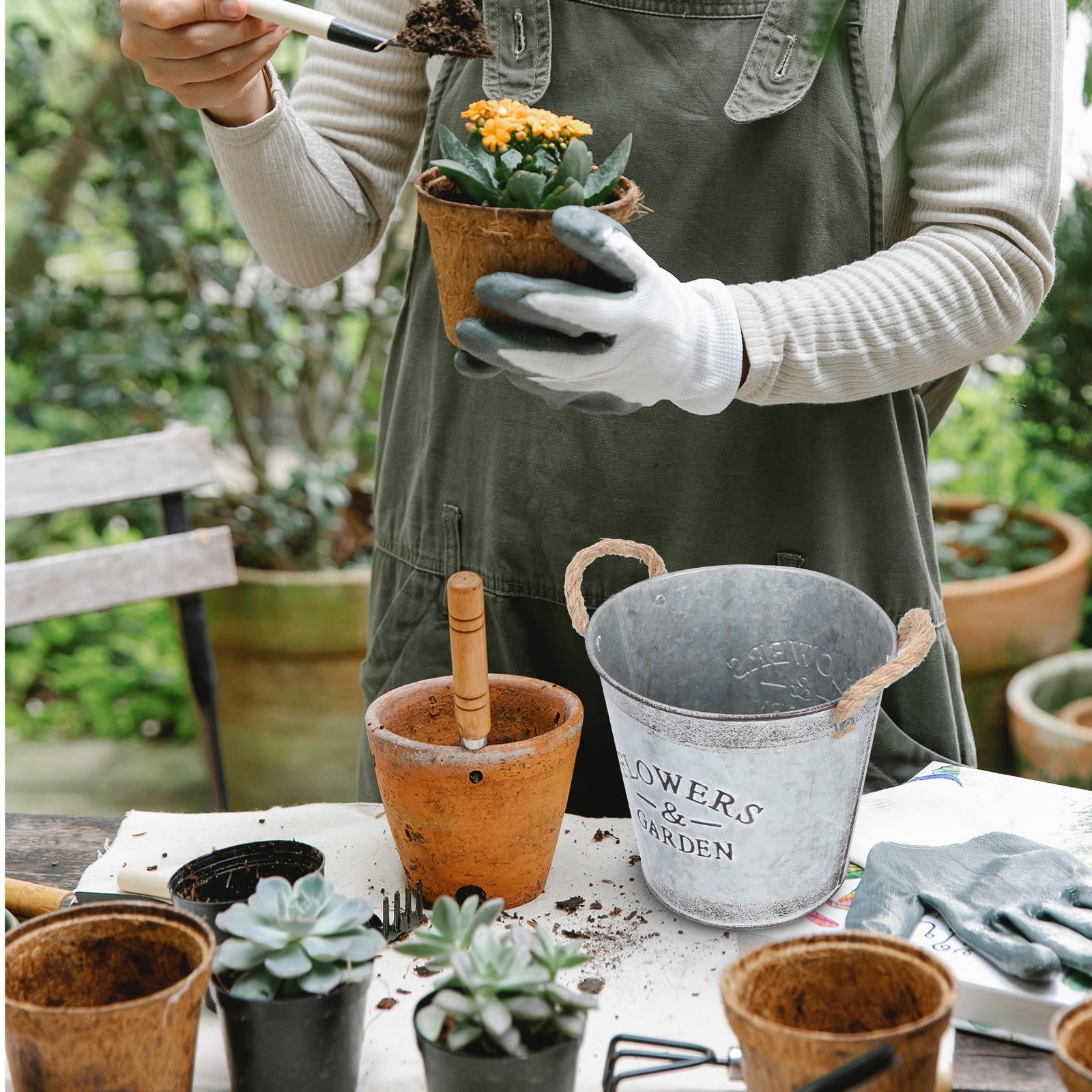 DRAFIDEEP 3pcs Flower Pot With Handle Practical Planter For Succulent Flowers For Gardening Rustic Decor For And Patio