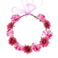 thumbnail image 3 of Rose Flower Leave Crown Headband Rose Wreath Floral Wedding Bridal Headdress Headwear with Adjustable Ribbon Handmade Hair Accessories, 3 of 3