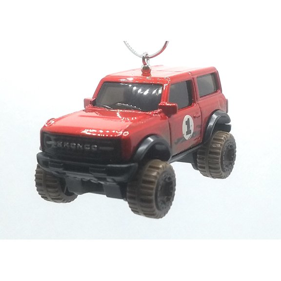 Christmas Ornament for 2021 Ford Bronco Red/# 1 White Decal