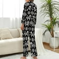 thumbnail image 3 of Top-kevin Women's Pajama Sets Black White Floral Horse Long Sleeve Lounge Sets Pjs Sleepwear with Pockets, 3 of 6