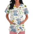 thumbnail image 3 of AHMOMEI Cartoon Animal Print Women's Scrub Tops S-5XL Plus Size Women's Nurse Uniform with Pocket V Neck Short Sleeve Scrubs for Women Tops, 3 of 6