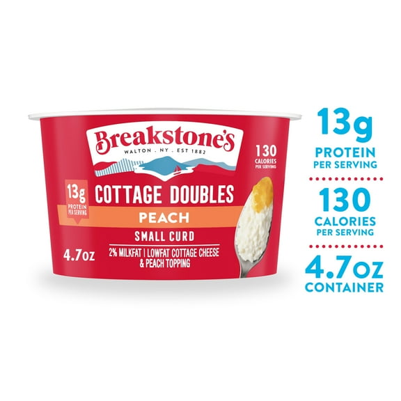 Breakstone's Cottage Doubles Lowfat Cottage Cheese with 2% Milkfat and Peach Topping, 4.7 oz Cup