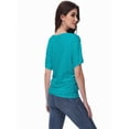 thumbnail image 5 of Women's V-Neck Dolman Top - Short Sleeve Solid Color Blouse with Side Shirring Detail, Casual Loose Fit T-Shirt, 5 of 6