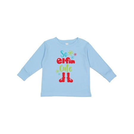 

Inktastic So Elfin Cute Elf Shoes Snowflakes Christmas Gift Toddler Boy or Toddler Girl Long Sleeve T-Shirt
