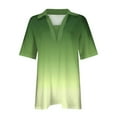 thumbnail image 4 of DianGeFu Ladies Tops under $10,Fashion Women's Gradient Printed Blouses Short Sleeved T-Shirt Turndown Collar Top,Green,XXL, 4 of 5