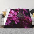 thumbnail image 1 of Fotbe Pink Blossoms Butterfly Manta de Franela con Estampado, Manta Ultrasuave para Cama, Sofá, Auto, Hipoalergénica y Antibolitas-60"x50", 1 of 6