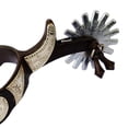 thumbnail image 4 of 2x Caballo de montar de acero inoxidable con botas grabadas en cobre estilo antiguo occidental Marrón oscuro, 4 of 7