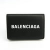 Authenticated Used Balenciaga Everyday Mini 505055 Women's Leather Wallet (tri-fold) Black,White