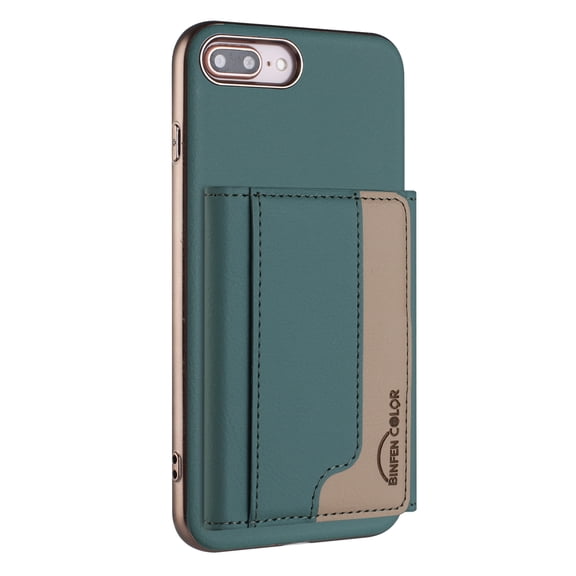 Allytechgroup Case for Apple iPhone 8 Plus/7 Plus, 2-in-1 Detachable Magnetic RFID Blocking Wallet Shell [Compatible with MagSafe] Stand PU Leather Cover with Credit Card Slots/Cash Pockets, Green