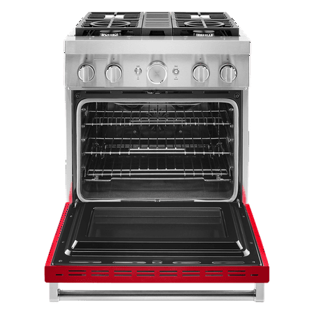 KitchenAid - 4.1 Cu. Ft. Freestanding Dual Fuel True Convection Range with Self-Cleaning - Passion red