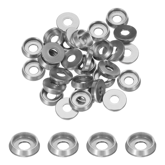 M3 Cone Cup Countersunk Washers,Hole Dia 3mm/0.12" Aluminum 30PCS, Silver
