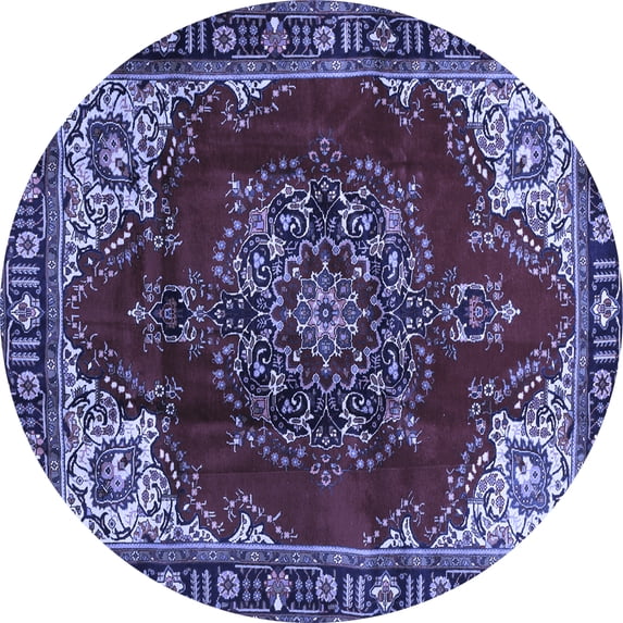 Ahgly Company Indoor Round Medallion Blue Traditional Area Rugs, 8' Round