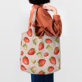thumbnail image 4 of Xecao's Strawberries Canvas Tote Bag is a versatile choice for women, serving as a stylish beach bag, shopping bag,and reusable grocery bag., 4 of 5