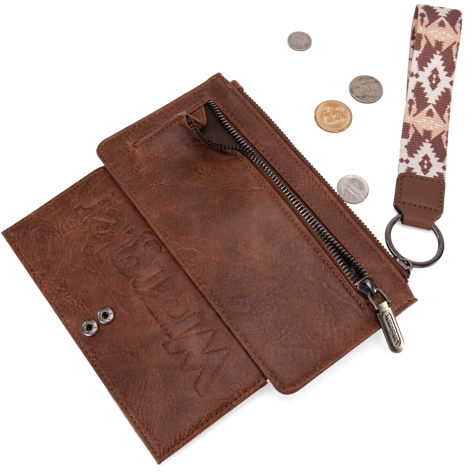 Wrangler Purses for Women Western Clutch Purse Rfid Wallet Womens, Light-Coffee