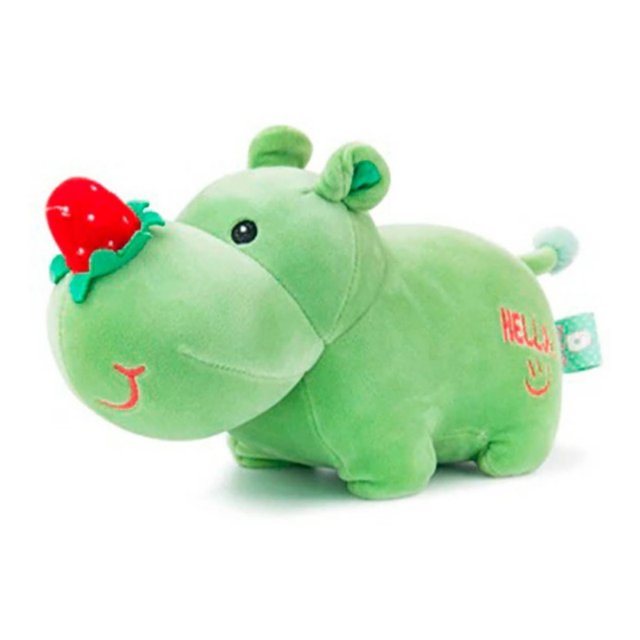 Peluche de peluche con forma de rinoceronte, nariz verde fruta, supersuave