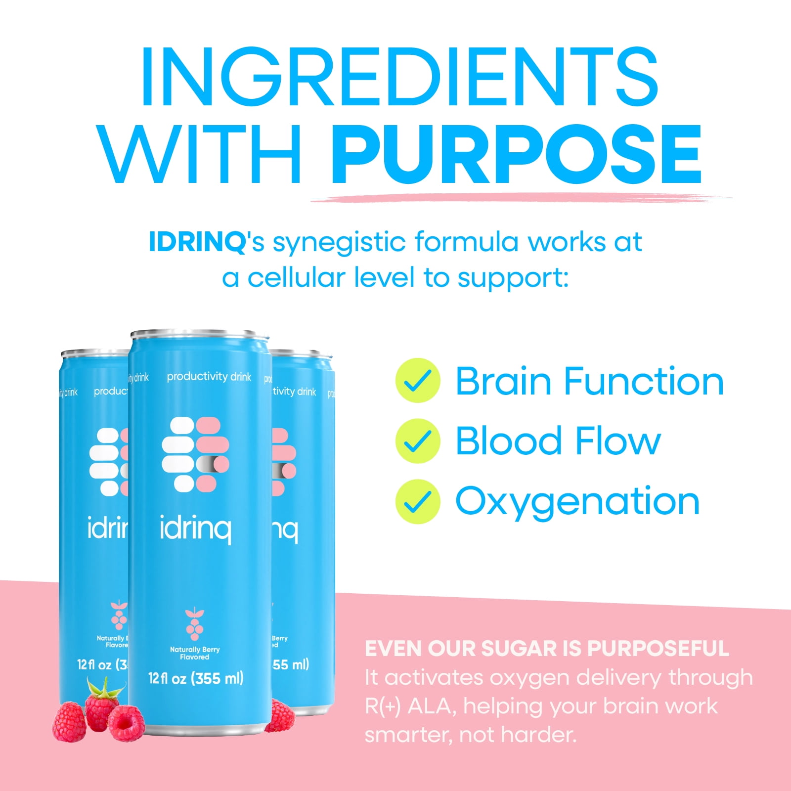 Idrinq - Berry, Caffeine Free Energy Drink, 12oz - 12-Count