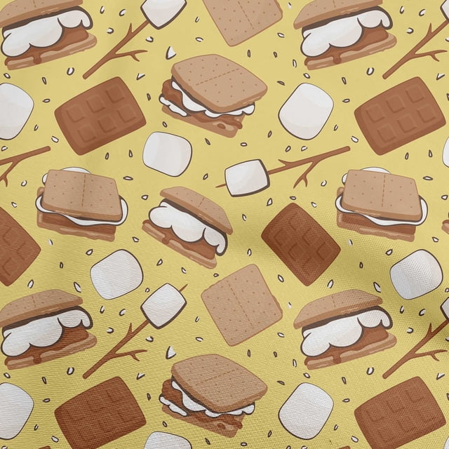 oneOone Rayon Medium Yellow Fabric Food Fabric For Sewing Printed Craft Fabric By The Yard 56 Inch Wide
