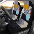 thumbnail image 2 of Set Of 2 Car Seat Covers An Abstract Painting; Mostly Black White Yellow Roughly Executed Universal Auto Front Seats Protector Fits, 2 of 3
