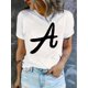 thumbnail image 1 of Women's Fashionable 'A' Letter Print T-Shirt - Casual Round Neck Short Sleeve, Comfortable Polyester Blend, Ideal for Summer & Sports, 1 of 6