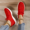 thumbnail image 3 of Vedolay Flat Sneakers Women's Sneakers Platform Round Toe Fashion Slip-on Comfort Walking Casual Shoes,Red 8, 3 of 5