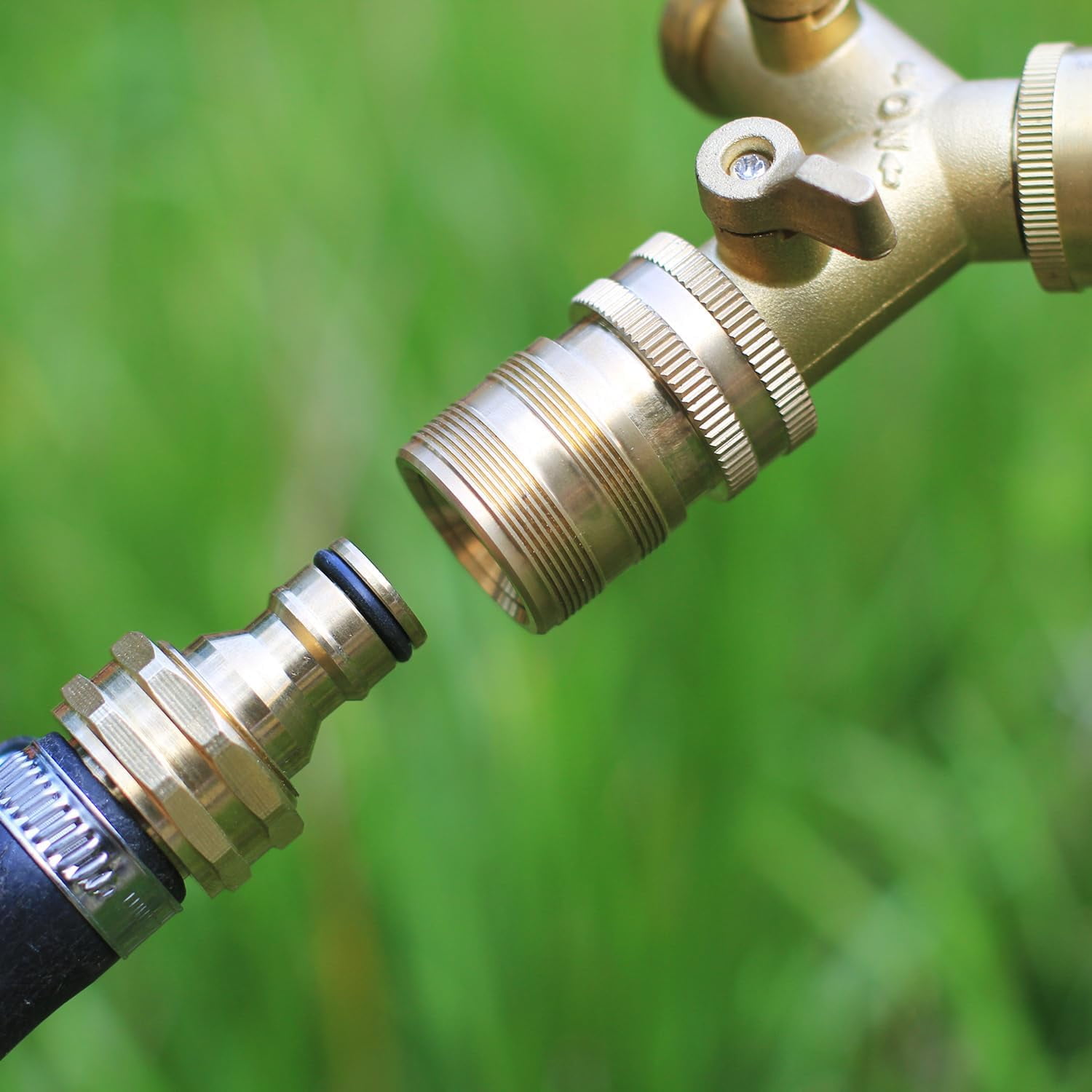 HRTGFD-Garden Hose Quick Connect Solid Brass 3/4 inch GHT Internal Thread Quick Connect Fittings Famale Quick Connector 2 Set