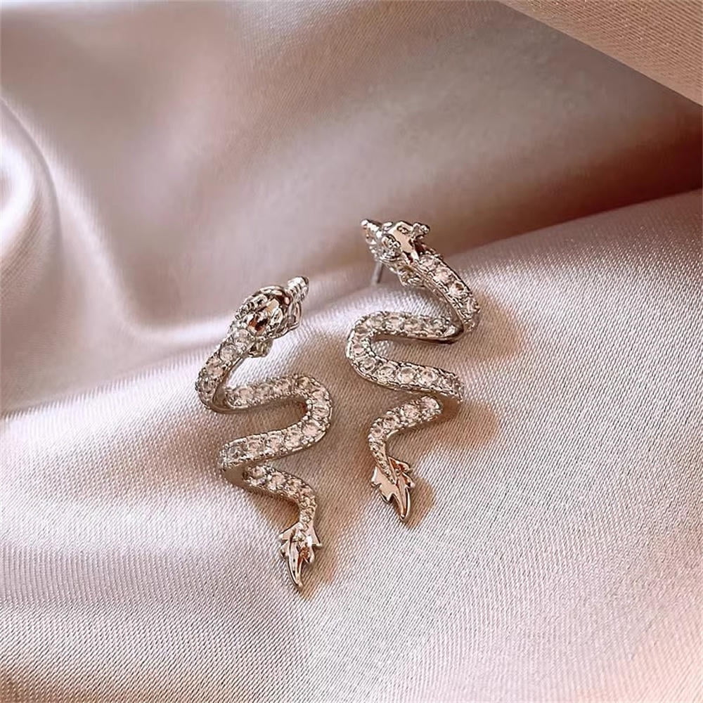 YUANOU 1Pair Mini Chinese Dragon Studs Earrings for Women Men Stainless Steel Gold Color Silver Ear Studs Earring Jewelry Gift Silver Walmart