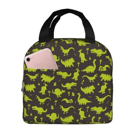 Insulated Lunch Bag for Women Men - Dinosaurs Green Silhouette Leakproof Cooler Lunch Box for Women Men  Lunch Tote Bags for Work School Picnic Travel