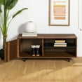 Walnut 44 Inch Solid Wood Slat Door Storage Bench by Manor Park
