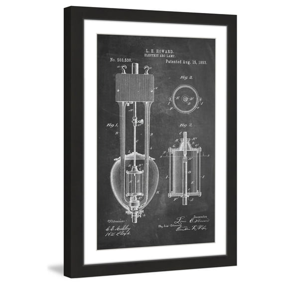 "Arc Lamp 2 1893 Chalk" Framed Painting Art Print, 20" x 1.5"
