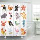 thumbnail image 1 of Cortinas de ducha ABPHQTO Lindos animales y pájaros 152x180 cm, 1 of 2
