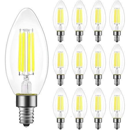 

ENERGETIC Dimmable B11 Candelabra LED Light Bulbs 60 Watt Equivalent Daylight 5000K Clear Filament Bulb for Ceiling Fan E12 Base UL Listed 12 Pack