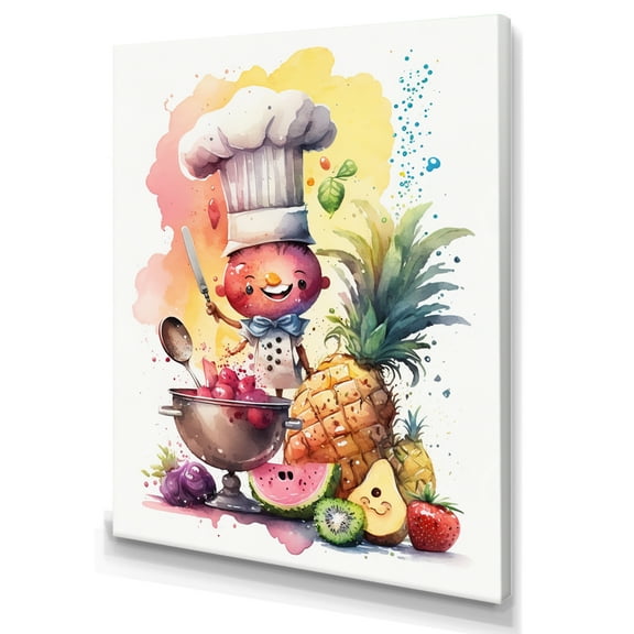Designart Cute Chef Cooking With Fruit I Canvas Wall Art