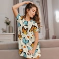thumbnail image 3 of Fotbe Butterflies Bata de Dormir para Mujer con Estampado, Camisón de Algodón de Manga Corta, Ropa de Dormir Casual, 3 of 6