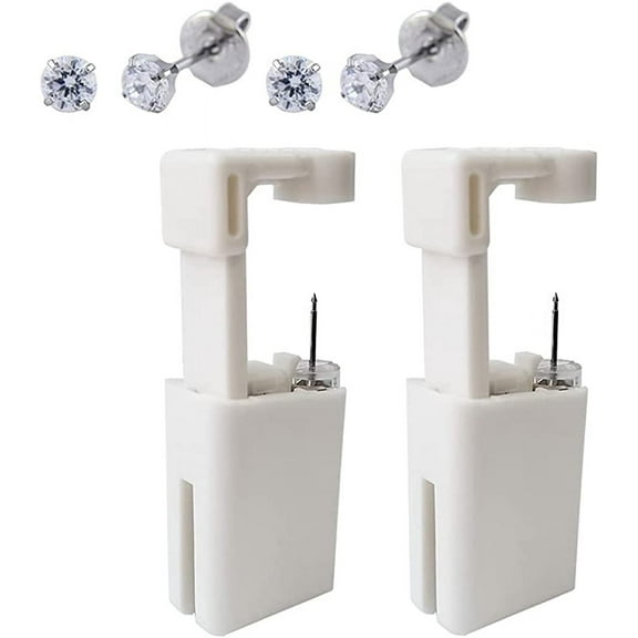 2 Pack Self Ear Piercing Gun Disposable Ear Piercing Gun Safe Piercing Gun Kit Tool with Stainless Steel Ear Studs