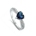 thumbnail image 4 of CHOOSE YOUR COLOR Heart Blue Simulated Sapphire Promise Ring .925 Sterling Silver Cluster Band CZ Female Size 7, 4 of 4