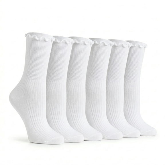 Tipi Toe Womens Elegant Ruffle Trim Ankle Socks 6-Pack