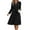 Black, variant on Women's Tie Waist Notched Neck Long Sleeve Dress Elegant Made Ninety Five Percent Polyester And Five Percent Elastane