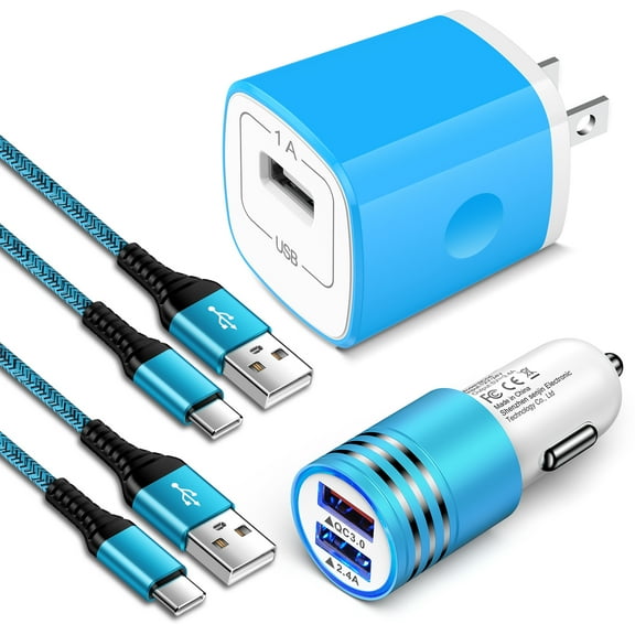 iPhone Car Charger,30W Dual Port USB Car Charger Adapter 5V/1A USB Charger Block Android Charger Block with 2PACK Type C Charger Fast Charging Cable 5ft Charger Cord Android iPhone15 Charger Set