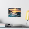 thumbnail image 6 of Sea Ocean Wave Hit Rock Beach Sunset Seascape Ocean Canvas Wall Art for Home Decor Ready-to-Hang, 6 of 18