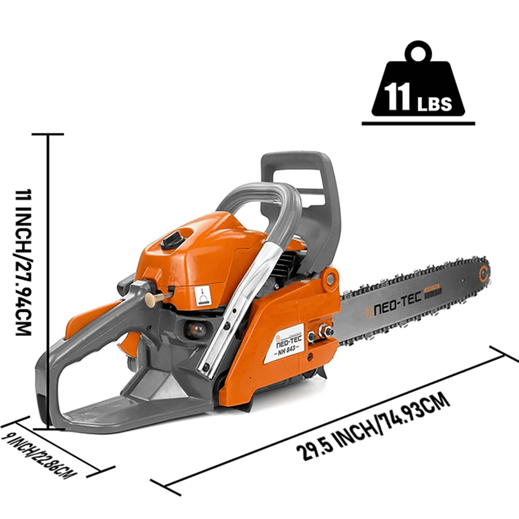 NEOTEC 43cc 2-Cycle Gas Powered Chainsaw with 16" Guide Bar and Chain, Easy Start for Homeowner, Garden and Yard Maintenance