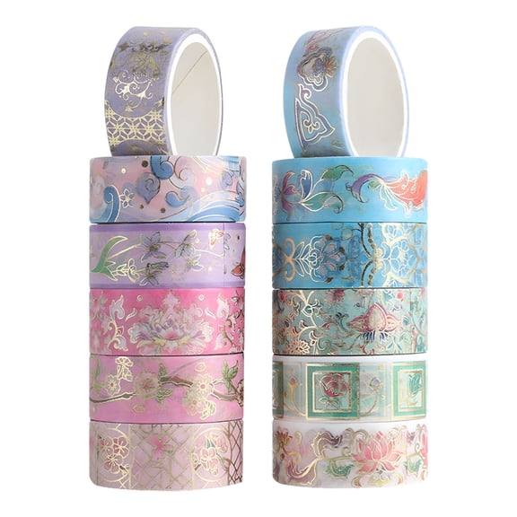 CCOCC 12 Rolls Washi Tape Set Bronzing Decorative for Arts,Crafts,Journal Supplies,Planners,Card Gift Wrapping