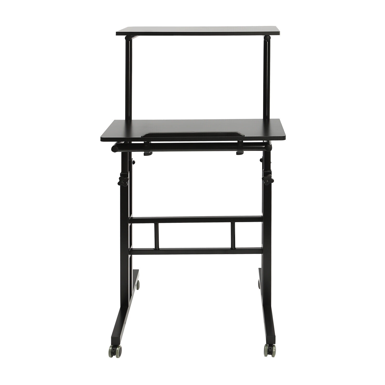 Miumaeov Mobile Stand Up Desk with Height Adjustable Standing Desk with Wheels Portable Rolling Laptop Cart for Home Office Standing or Sitting