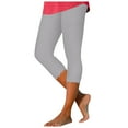 thumbnail image 2 of Capri Leggings for Women Spring Summer Elastic High Waist Slim Fit Wave Hem Workout Yoga Pants Capris, 2 of 6