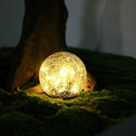 Solar Globe Lights Outdoor Waterproof,Cracked Glass Solar Globe Lights for Garden,Patio,Yard,Lawn,Backyard and Ground Landscape Garden Decor,Solar Orbs for Outside Decorations 4.7''
