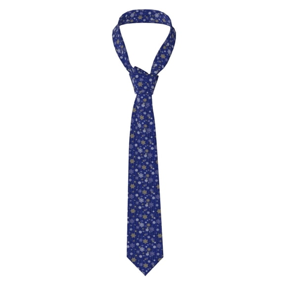 Fuzoiu Golden Snowflakes Royal Blue Print Men's Necktie,Business Necktie,Mens Ties for Business Wedding Graduation