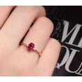 thumbnail image 3 of 8x6mm Oval Shape 1.5 Carat Trilogy Red Ruby And Moissanite Diamond Engagement Ring in 10k Rose Gold, 3 of 4