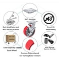thumbnail image 4 of 5" Heavy Duty Casters, Industrial Caster Wheels Polyurethane Caster Wheel with Strong Load-Bearing Capacity 4000lbs(4 Pack Brakes), 4 of 11