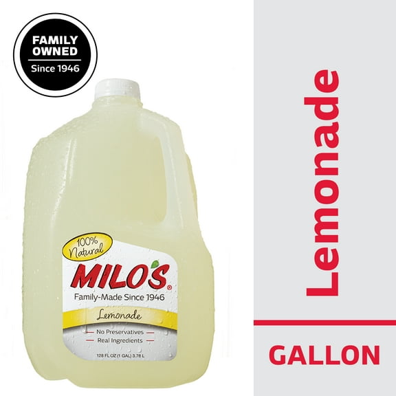 Milo's Lemonade Juice 100% Natural, 128 fl oz Refrigerated Jug Caffeine Free, No Added Colors